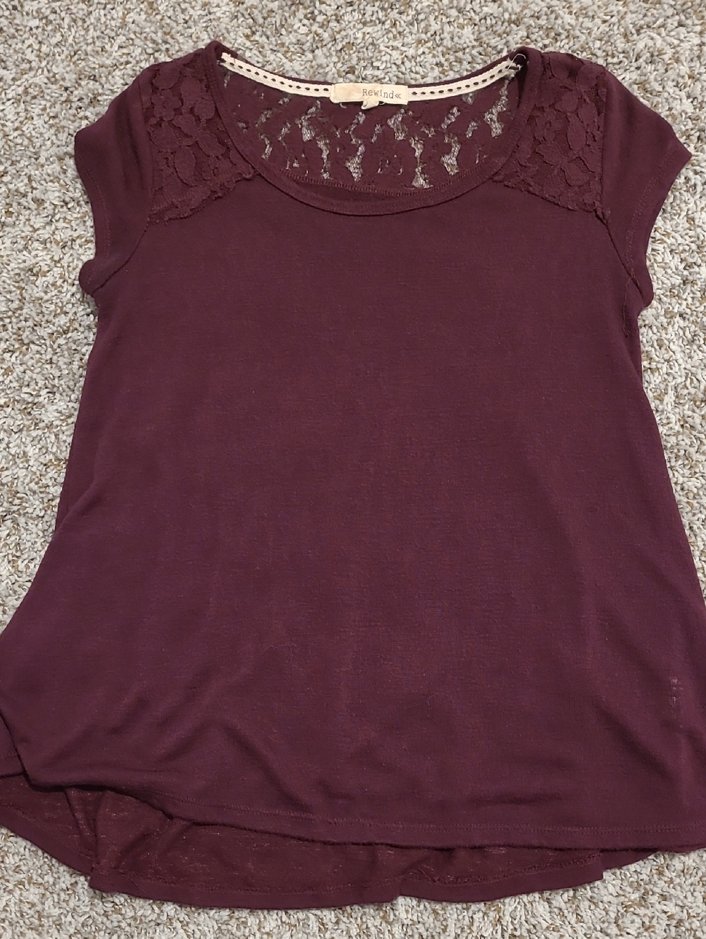 Lace-Shoulder Short Sleeve Tee